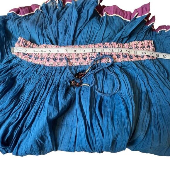 Made In India Women's Cotton Boho Skirt Gorgeous Detail Blue Size M/L - Picture 8 of 11
